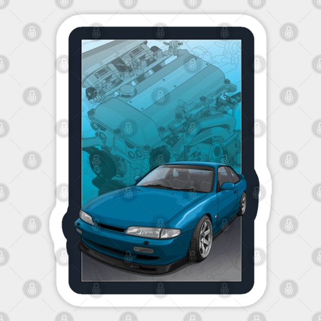 S14 zenki with SR20 background. Sticker by ArtyMotive